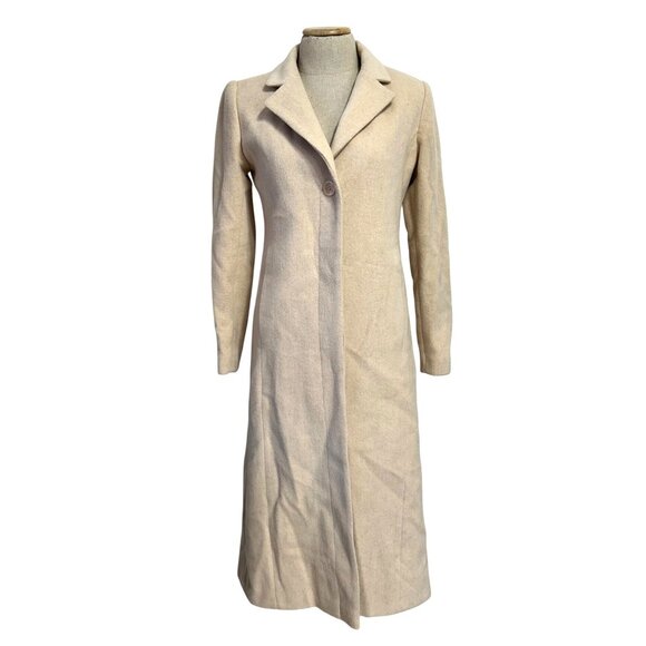 Marvin Richards Womens Sz 2 Wool & Cashmere Blend Coat Beige Lining Button Closu - Picture 2 of 16